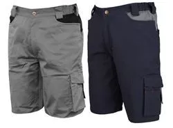 Pantalone bermuda in cotone stretch grigio e blu